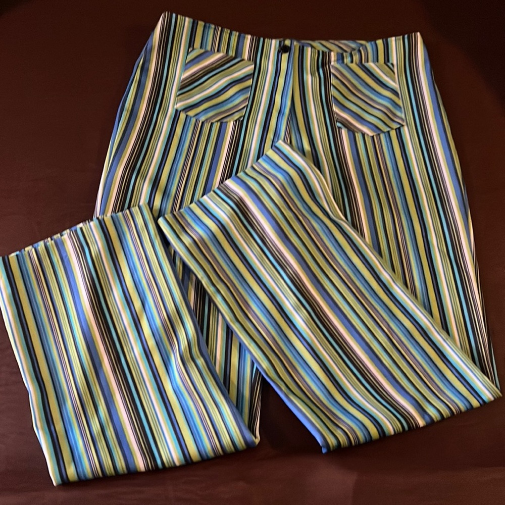 Summery Vertically Striped Polyester Pants. - image 1